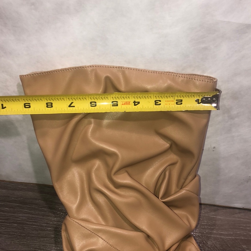 SCHUTZ Ashlee Slouch Tan Leather Over-the-Knee Stiletto Boots New - Picture 8 of 11